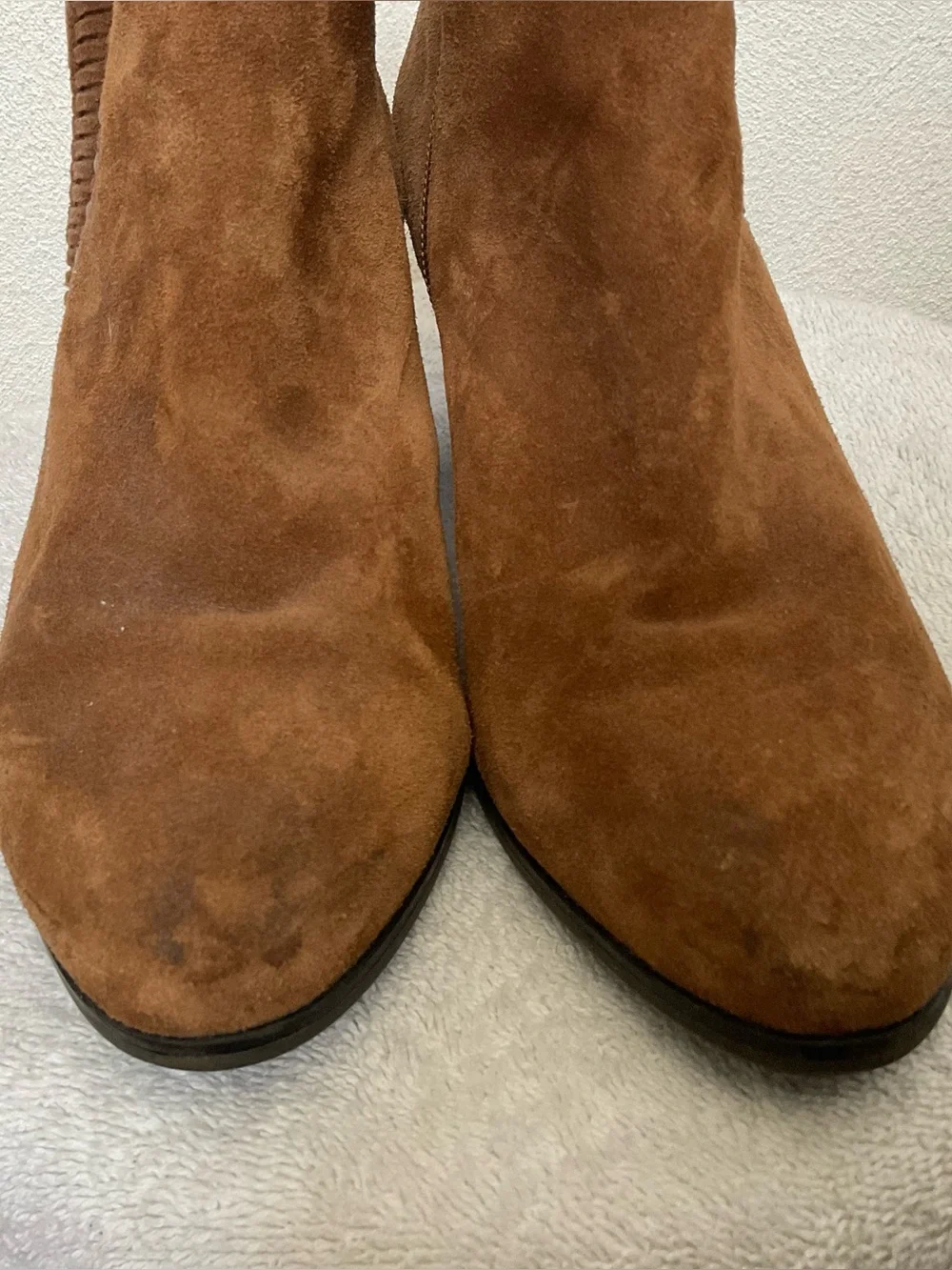 Franco Fortini Nicolette Brown Suede Ankle Booties Size 8 Zip Close Western